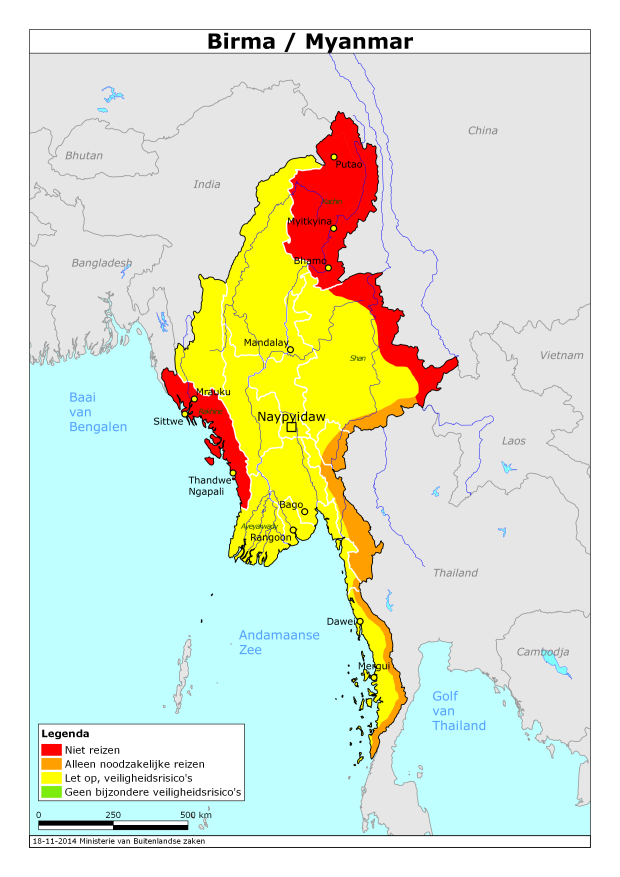 Waar kun je vrij reizen in Myanmar.